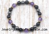 CGB8407 8mm amethyst, black onyx & hematite energy bracelet