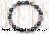 CGB8408 8mm dogtooth amethyst, black onyx & hematite energy bracelet