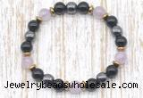 CGB8409 8mm lavender amethyst, black onyx & hematite energy bracelet