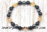 CGB8410 8mm citrine, black onyx & hematite energy bracelet