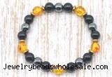 CGB8411 8mm synthetic amber, black onyx & hematite energy bracelet