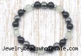 CGB8412 8mm prehnite, black onyx & hematite energy bracelet