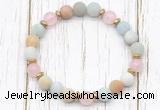 CGB8420 8mm matte amazonite, rose quartz & hematite power beads bracelet