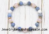 CGB8432 8mm matte lapis lazuli, white howlite, rose quartz & hematite power beads bracelet