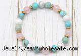 CGB8439 8mm sea sediment jasper, white howlite, rose quartz & hematite power beads bracelet