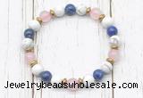 CGB8440 8mm white howlite, lapis lazuli, rose quartz & hematite power beads bracelet