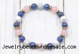 CGB8441 8mm lapis lazuli, white howlite, rose quartz & hematite power beads bracelet