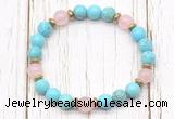 CGB8452 8mm blue howlite turquoise, rose quartz & hematite power beads bracelet