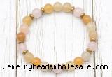 CGB8456 8mm yellow aventurine, rose quartz & hematite power beads bracelet