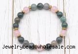 CGB8458 8mm India agate, rose quartz & hematite power beads bracelet