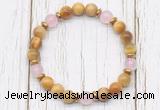 CGB8468 8mm golden tiger eye, rose quartz & hematite power beads bracelet