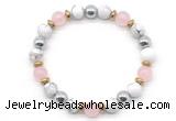 CGB8487 8mm rose quartz, white howlite & hematite energy bracelet