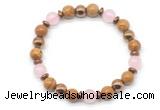 CGB8494 8mm rose quartz, wooden jasper & hematite energy bracelet