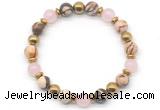 CGB8495 8mm rose quartz, zebra jasper & hematite energy bracelet