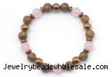 CGB8497 8mm rose quartz, elephant skin jasper & hematite energy bracelet