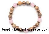 CGB8500 8mm rose quartz, picture jasper & hematite energy bracelet