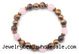 CGB8505 8mm rose quartz, yellow tiger eye & hematite energy bracelet