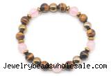 CGB8506 8mm rose quartz, grade AA yellow tiger eye & hematite energy bracelet