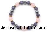 CGB8517 8mm rose quartz, amethyst & hematite energy bracelet