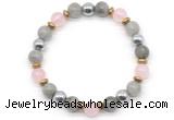 CGB8519 8mm rose quartz, labradorite & hematite energy bracelet