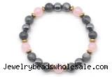 CGB8521 8mm rose quartz, black labradorite & hematite energy bracelet