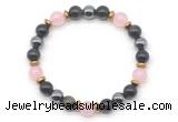 CGB8522 8mm rose quartz, golden obsidian & hematite energy bracelet