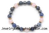 CGB8523 8mm rose quartz, sodalite & hematite energy bracelet