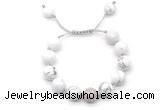 CGB8550 12mm round white howlite adjustable macrame bracelets