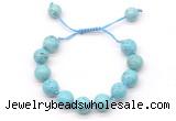 CGB8552 12mm round blue howlite adjustable macrame bracelets