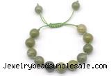 CGB8555 12mm round Canadian jade adjustable macrame bracelets