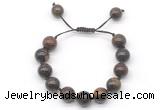 CGB8562 12mm round bronzite adjustable macrame bracelets