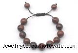 CGB8563 12mm round mahogany obsidian adjustable macrame bracelets