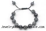 CGB8564 12mm round snowflake obsidian adjustable macrame bracelets