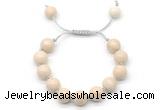 CGB8570 12mm round white fossil jasper adjustable macrame bracelets