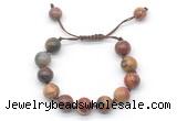 CGB8574 12mm round picasso jasper adjustable macrame bracelets