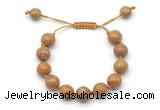 CGB8575 12mm round wooden jasper adjustable macrame bracelets