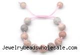 CGB8576 12mm round pink zebra jasper adjustable macrame bracelets