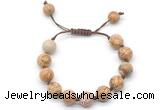 CGB8577 12mm round picture jasper adjustable macrame bracelets