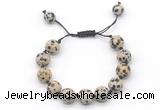 CGB8584 12mm round dalmatian jasper adjustable macrame bracelets