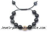 CGB8598 12mm round black banded agate adjustable macrame bracelets