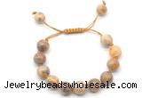 CGB8603 12mm round yellow crazy lace agate adjustable macrame bracelets