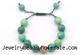 CGB8610 12mm round grass agate adjustable macrame bracelets