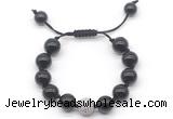 CGB8613 12mm round black onyx adjustable macrame bracelets