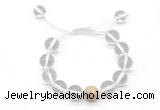 CGB8616 12mm round white crystal adjustable macrame bracelets