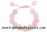 CGB8617 12mm round rose quartz adjustable macrame bracelets