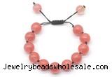 CGB8623 12mm round cherry quartz adjustable macrame bracelets