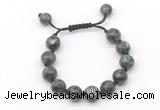 CGB8630 12mm round black labradorite adjustable macrame bracelets