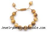 CGB8633 12mm round golden tiger eye adjustable macrame bracelets