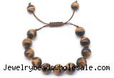 CGB8634 12mm round yellow tiger eye adjustable macrame bracelets