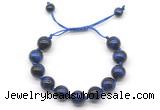 CGB8637 12mm round blue tiger eye adjustable macrame bracelets